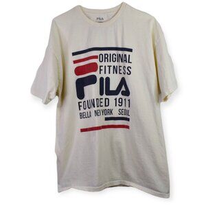 Fila Shirt XL Mens Vintage Graphic Print Tee 90s Y2K Retro 100% Cotton Crew Neck
